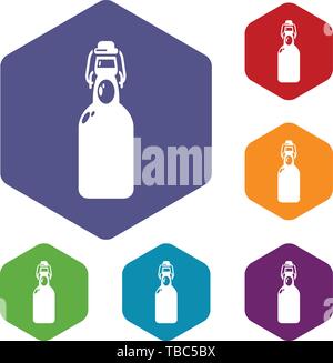Bottle with bung icons vector hexahedron Stock Vector