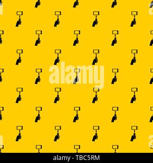 Hand holding a selfie stick with mobile phone pattern vector Stock Vector