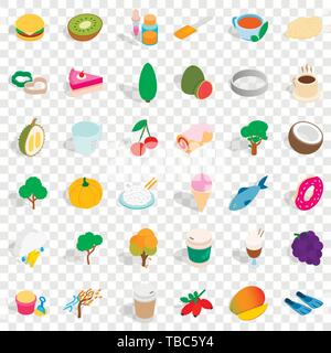 Vegetarian icons set, isometric style Stock Vector