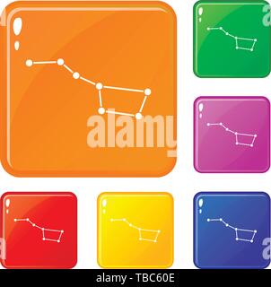 The Great Bear constellation icons set vector color Stock Vector