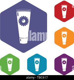 Tube cream icons vector hexahedron Stock Vector
