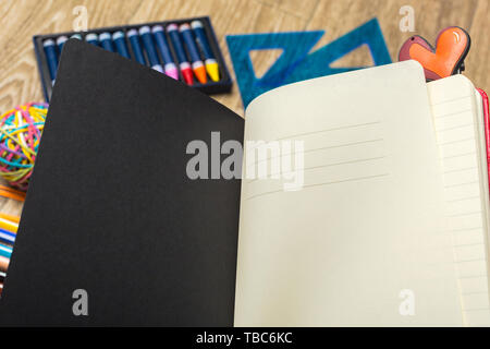 various colorful drawing tools. Mock up Stock Photo