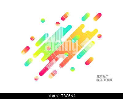 Abstract dynamic shapes isolated on white. Bright color template. Modern composition with wavy forms. Parallel rounded lines and dots. Vector illustra Stock Vector