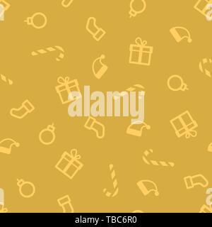 Gold foil Christmas tree seamless vector pattern backdrop. White doodle ...