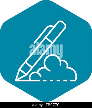 Writing pen icon, outline style Stock Vector