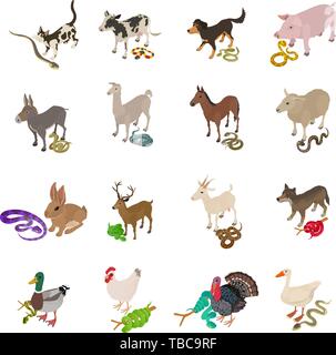 Threat snake icons set, isometric style Stock Vector