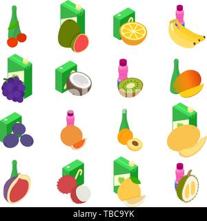 Juice icons set, isometric style Stock Vector