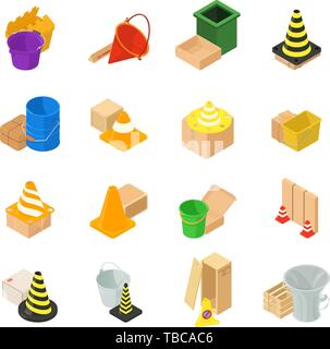 Waste material icons set, isometric style Stock Vector