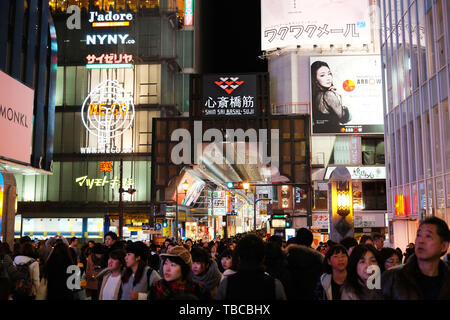 Crowded people walking in Osaka city Stock Photo
