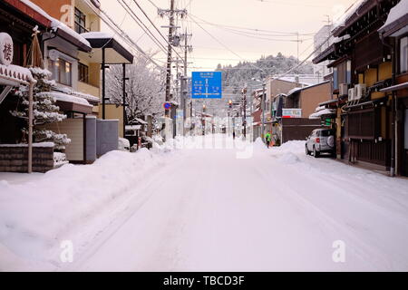 Takayama city in winter snow Stock Photo