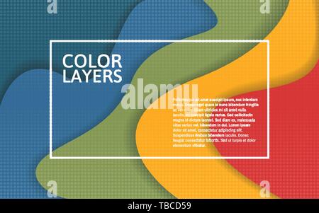 Papercut color layers. Colorful multi layer template with white frame. Creative banner for poster, flyer, website. Modern abstract design. 3d liquid c Stock Vector