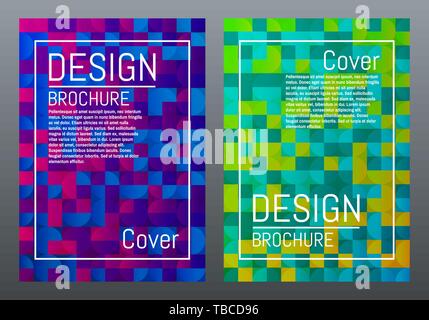 Colorful mosaic cover design. Modern gradients and simple shapes. Bright design for brochure, flyer, magazine, poster. Vector illustration. Stock Vector