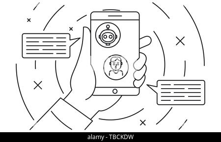 Chatbot concept background. Outline illustration of chatbot vector concept background for web design Stock Vector