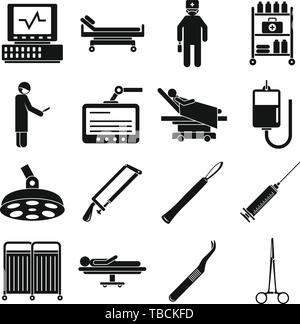 Surgeons operating tool icons set. Simple set of surgeons operating tool vector icons for web design on white background Stock Vector
