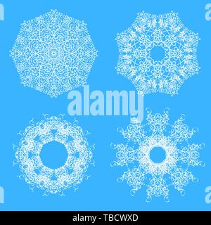 Set of Different Winter White Snowflakes Stock Vector