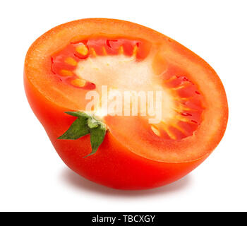 sliced tomato path isolated on white