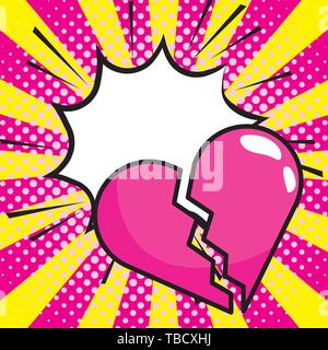 speech bubbles with broken heart pop art comic cartoon vector ...