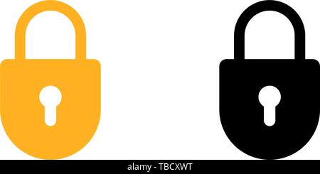 Lock vector icon. Yellow and black symbol flat set. EPS10 illustration Stock Vector