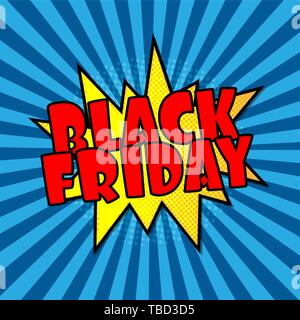 Black Friday Comic book cartoon style word web explosion Stock Vector