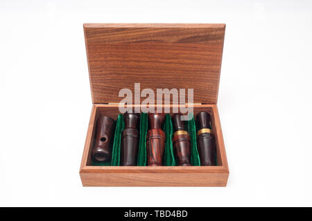 A wooden Ducks Unlimited Duck Call Presentation Set. Stock Photo