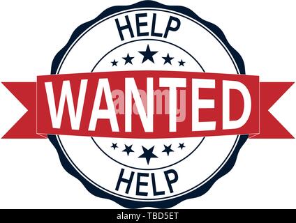 help wanted. stamp. sticker. seal. round grunge vintage ribbon help wanted sign Stock Vector