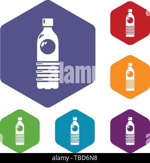 Water bottle icons vector hexahedron Stock Vector