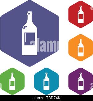 Alcohol bottle icons vector hexahedron Stock Vector