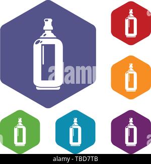 Glass bottle icons vector hexahedron Stock Vector