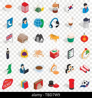 Lantern icons set, isometric style Stock Vector