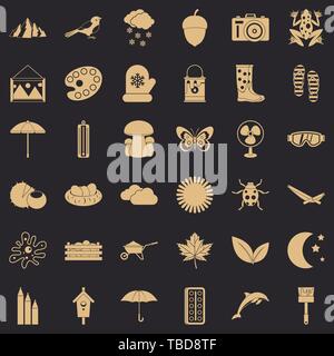 Mitten icons set, simple style Stock Vector