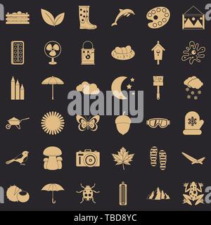 Autumn icons set, simple style Stock Vector