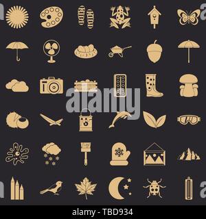Season icons set, simple style Stock Vector