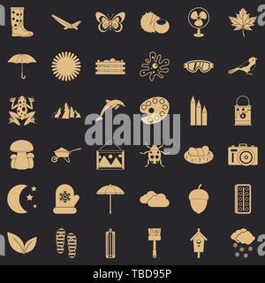 Summer icons set, simple style Stock Vector