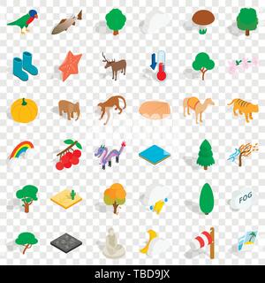 Jungle icons set, isometric style Stock Vector