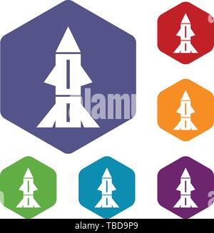 Rocket technology icons vector hexahedron Stock Vector