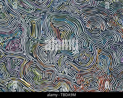 Vector color pattern, curved lines, colorful grunge background. Abstract dynamical rippled surface, illusion of movement, curvature, stone texture Stock Vector