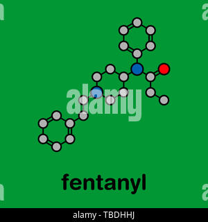 Fentanyl (fentanil) opioid analgesic drug molecule. Blue skeletal formula  on white background Stock Photo - Alamy