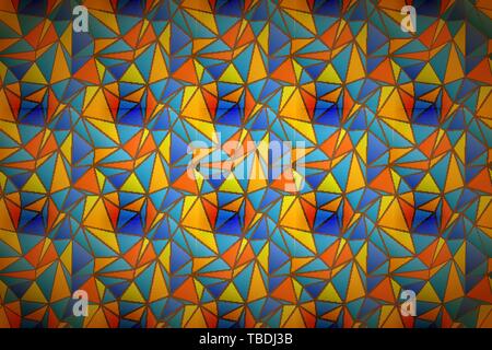 Bright colorful stained glass window , wide detailed background Stock Vector