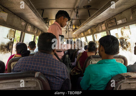 Rishikesh, Uttarakhand / India - 03 12 2019, Details of the inside of old bus Stock Photo