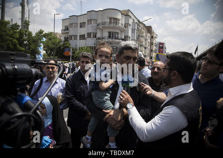 May 31, 2019 - Tehran, Tehran, Iran - Pirouz Hanachi, Mayor of Tehran, attends the annual Quds, or Jerusalem Day rally in Tehran, Iran. Thousands of Iranians rallied Friday to mark Quds, or Jerusalem Day, which will see demonstrations across the Mideast as the Trump administration tries to offer an Israeli-Palestinian peace plan. (Credit Image: © Rouzbeh Fouladi/ZUMA Wire) Stock Photo