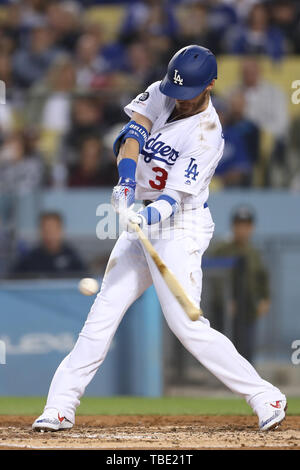 Los Angeles, CA, USA. 31st May, 2019. Los Angeles Dodgers first baseman Cody Bellinger (35) singles during the game between the Philadelphia Phillies and the Los Angeles Dodgers at Dodger Stadium in Los Angeles, CA. (Photo by Peter Joneleit) Credit: csm/Alamy Live News Stock Photo
