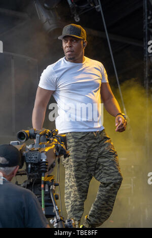 Dizzy Rascal performing on stage at the 2019 All Points East Festival ...