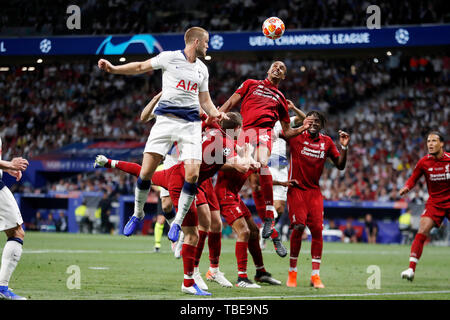 Madrid, Spain. 01st June, 2019. MADRID, 01-06-2019, Wanda Metropolitano Stadium, season 2018/2019, UEFA Champions League Final. during the game Tottenham Hotspur - Liverpool Credit: Pro Shots/Alamy Live News Stock Photo