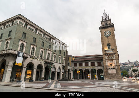 Bergamo, Italy. The Torre dei Caduti, a monumental tower in Piazza Vittorio Veneto in the Citta Bassa (Lower Town) Stock Photo