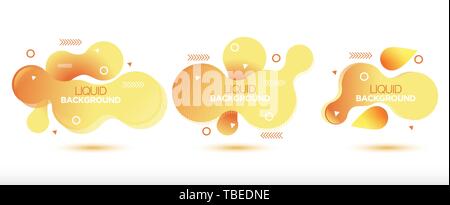 Sets of abstract liquid banner background molecular style Stock Vector