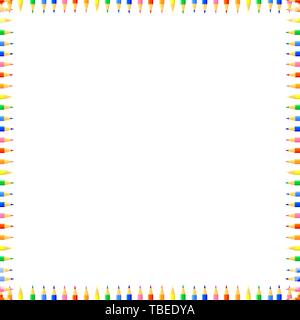 Vector colored seamless pattern. Rows of colored pencils sharpened on both sides, forming a frame. Good background site for artists,fabrics, children. Stock Vector