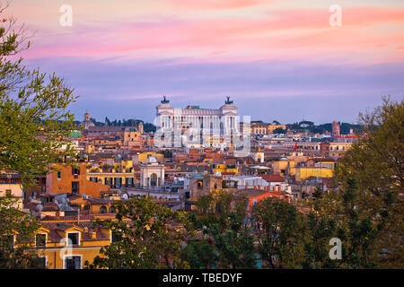 Rome colorful cityscape sunset view, capital city of Italy Stock Photo