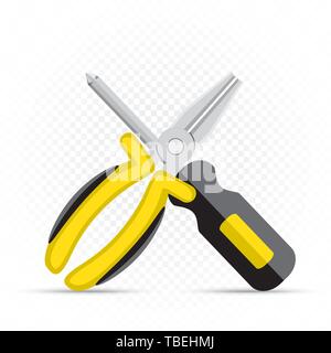 pliers and screwdriver repair icon Stock Vector