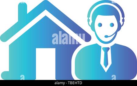 Real estate online support icon Stock Vector