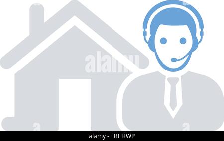 Real estate online support icon Stock Vector